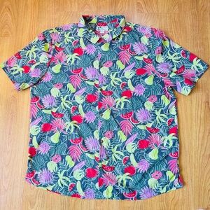 US Surf Club Oahu Hawaii Men’s Short Sleeve Aloha Fruit Collard Shirt Large